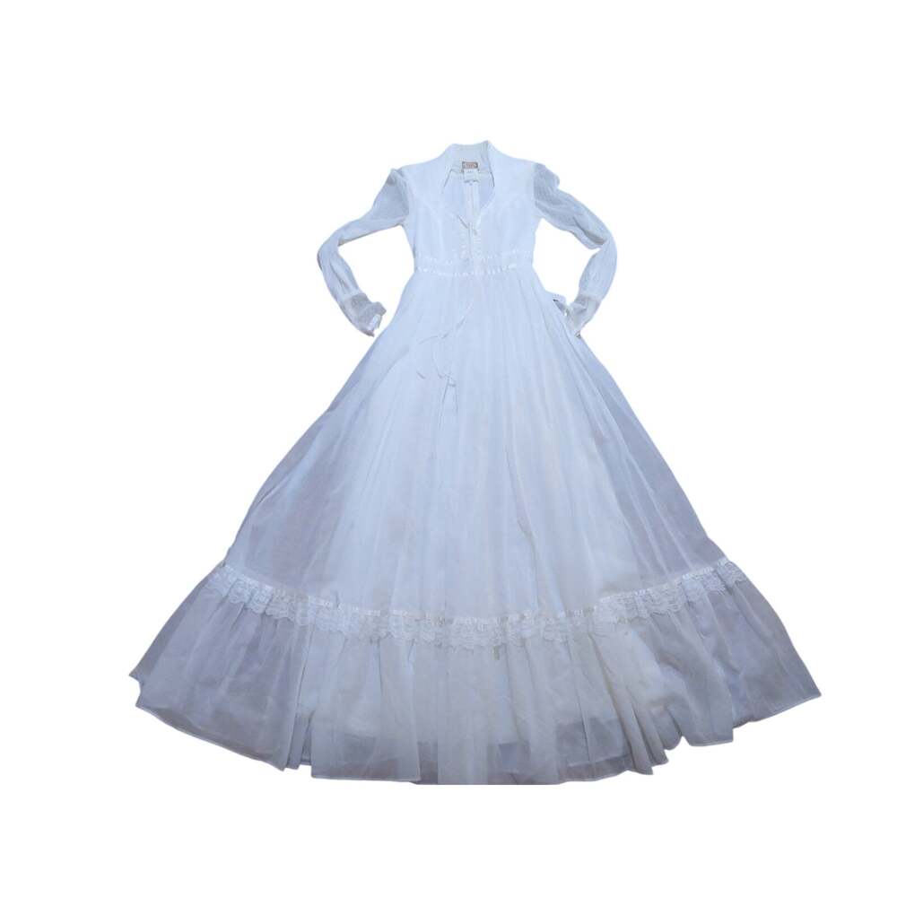 Gunne Sax Dress by Jessica, White, Long Sleeve, Empire Waist Sz 3